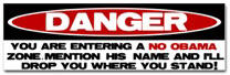 No Obama Zone Sticker (Bumper)